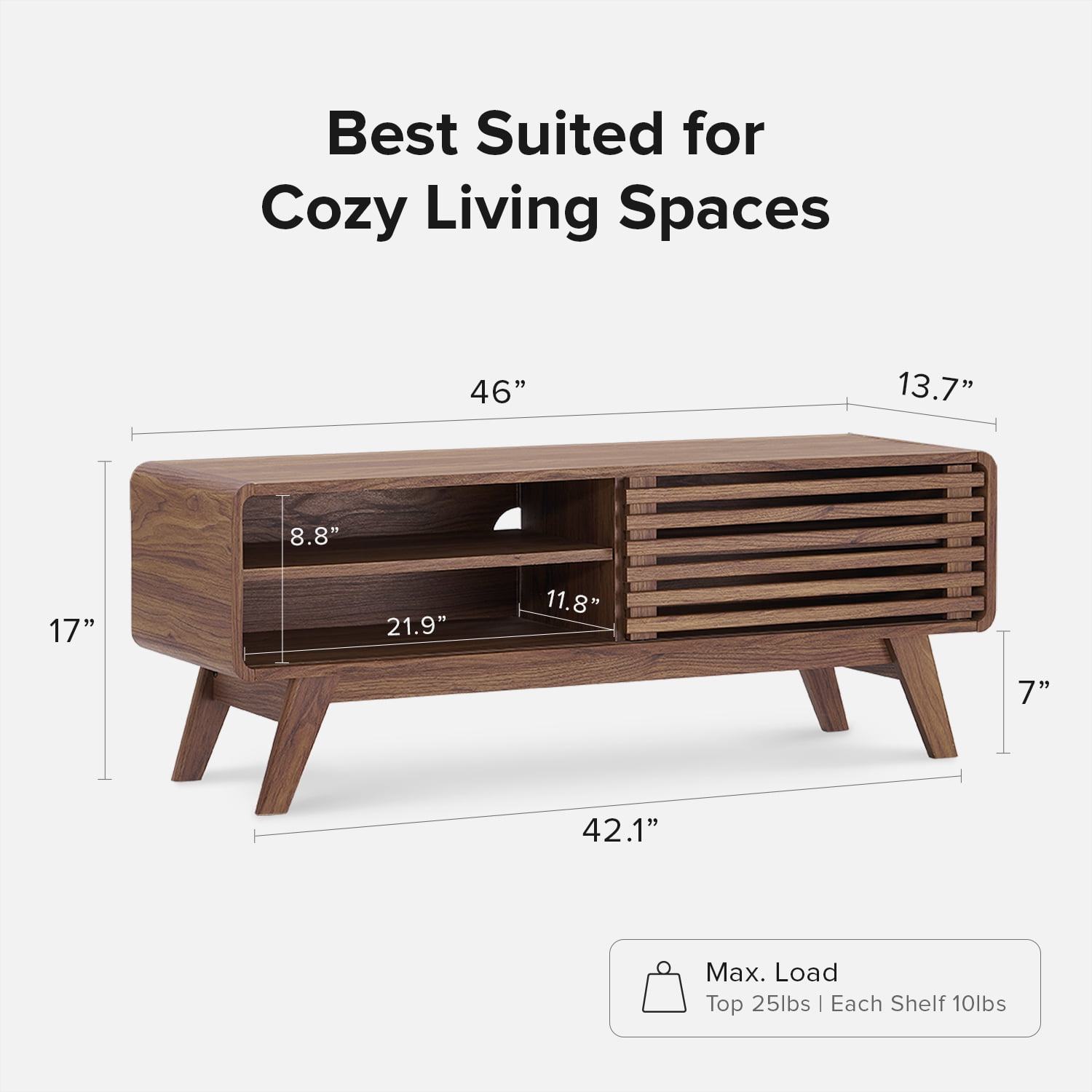 Mopio Ensley 46" Low Mid-Century Modern TV Stand Console for TV Under 50"