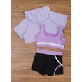 thumbnail image 4 of Manyakai Kids Training Outfit Sport Tracksuit Girls Dance Crop Hoodie Gymnastics Tank Top and Yoga Light Purple 12, 4 of 7