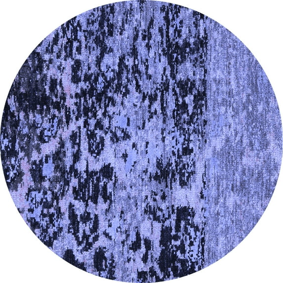 Ahgly Company Indoor Round Abstract Blue Modern Area Rugs, 3' Round