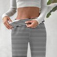 thumbnail image 4 of DDAPJ pyju Striped Sweatpants for Women Thin Fleece Lined Pants Elastic High Waisted Straight Leg Trousers with Pockets Pantalones de mujer Black XXL, 4 of 8