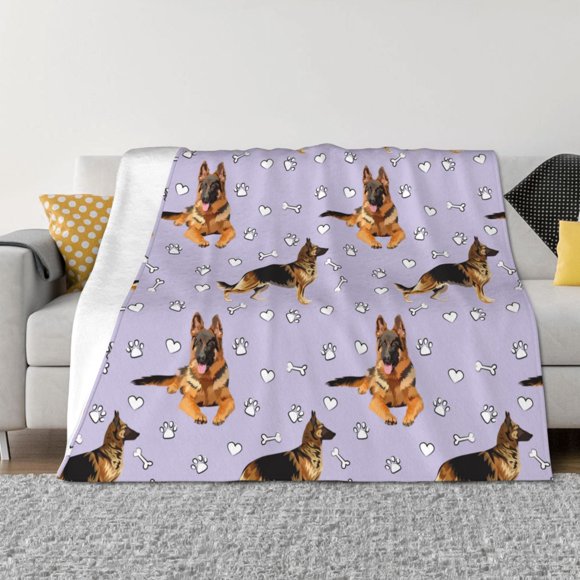 Fotbe German Shepherd Dog Manta de Franela con Estampado, Manta Ultrasuave para Cama, Sofá, Auto, Hipoalergénica y Antibolitas-80"x60"