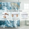 thumbnail image 3 of Marble Bathroom Shower Curtain Blue White Gold Waterproof Fabric Shower Curtains with Hooks Watercolor Abstract Shower Curtains Cloth for Home Bath Decor 72x72 inches, 3 of 6