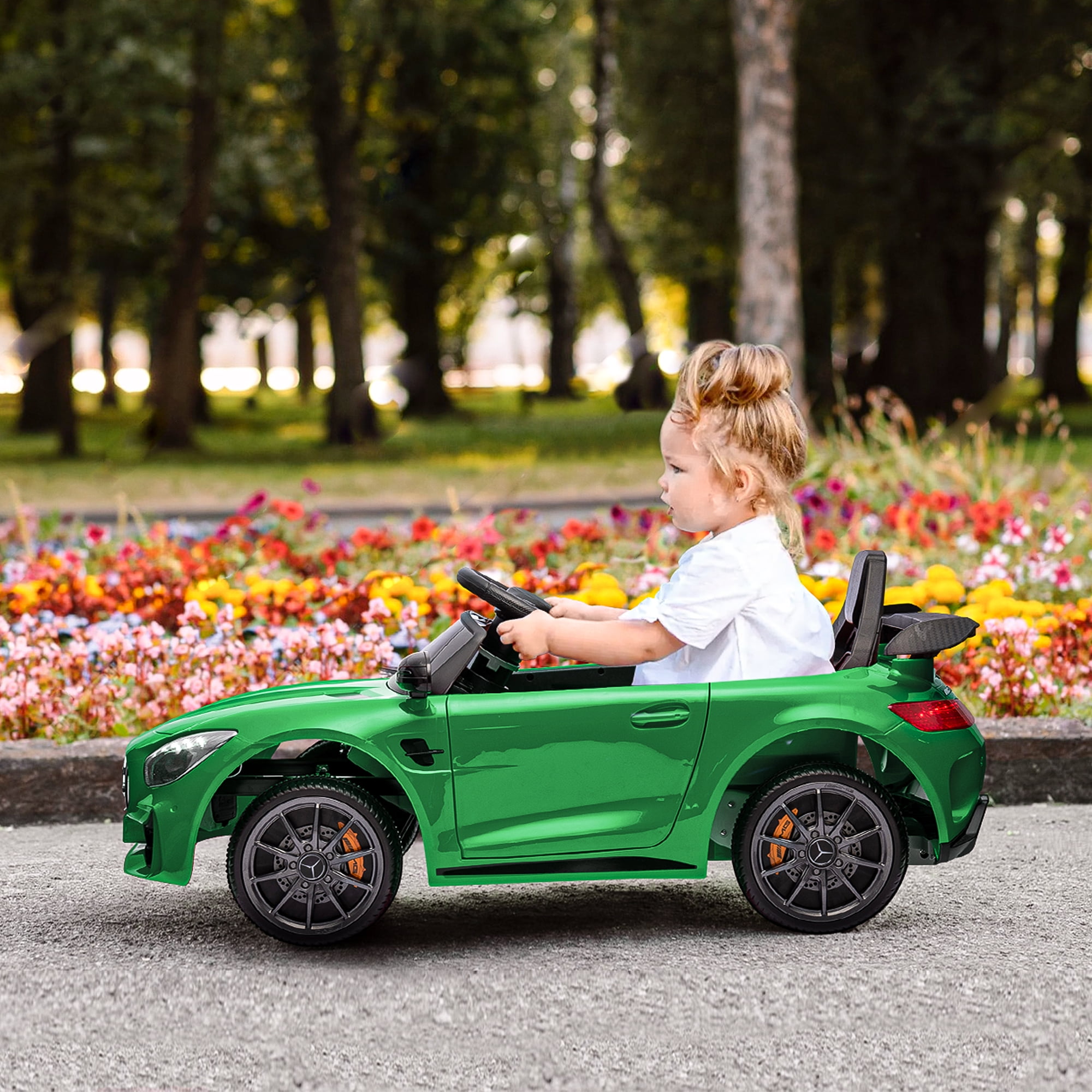 Kepooman Dual Drive 12V 4.5Ah Electric Kids Toy with 2.4G Remote Control Mercedes-Benz Sports Car, Green kids ride on Kepooman Dual Drive 12V 4.5Ah Electric Kids Toy with 2.4G Remote Control Mercedes-Benz Sports Car, Green kids ride on