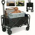 thumbnail image 6 of 680 lbs Capacity Foldable Four-Wheel Travel Trolley Cart, Large All-Terrain Wheels, Heavy Duty Multi-Purpose Grocery Cart for Shopping, Sports, Camping, Black, Versatile Rolling Storage Cart, 6 of 11