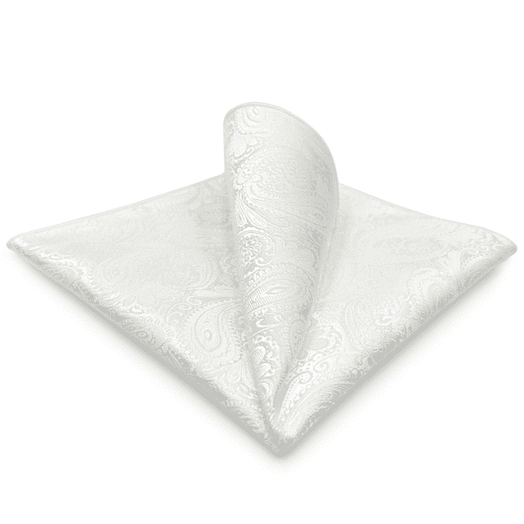 Mens Pocket Square Silk White Solid Color Paisley for Suit Jacket New