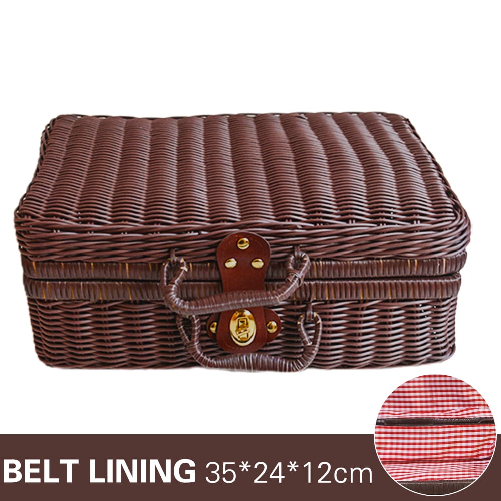 Picnic Basket Large Size Organizer Container Storage Basket With Lid