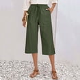 thumbnail image 6 of Titcea Capri Pants for Women Cotton Linen Drawstring Elastic High Waisted Wide Leg Casual Pants with Pockets Breathable Beach Vacation Capris 2026, 6 of 8