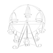 White Ferris Wheel Cupcake Stand 8 Cup Holder Stainless Steel Wedding Party Dessert Display 360 Degrees Rotation
