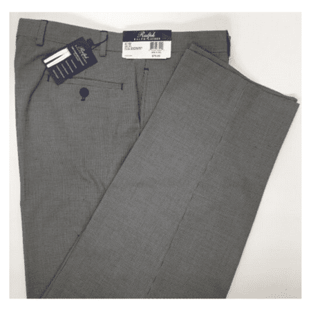 Ralph Lauren Men Plaid Pattern, Classic Fit, Flat Front, Black/White Pants 36X32