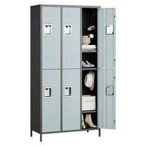 AUHUP Metal Locker for Employees with Hooks, Industrial Steel Storage Locker for Adult School Gym Home Office Staff, Black Gray-6 Doors Metal Storage Cabinet