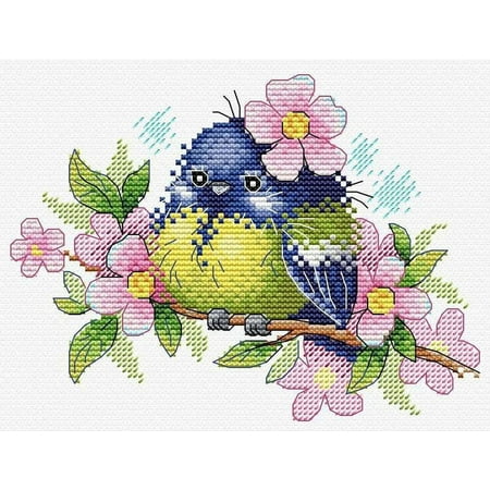 UPC: 4627167303056 | Cross Stitch Kit Romantic Bird M-554 / SM-554 Needlework MP Studia Blue Green
