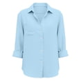 thumbnail image 5 of SAWOBUUN Womens Button Down Shirts Long Sleeve Cotton Dress Shirts Casual Collared Loose Fit Soft Blouses with Pockets, 5 of 5