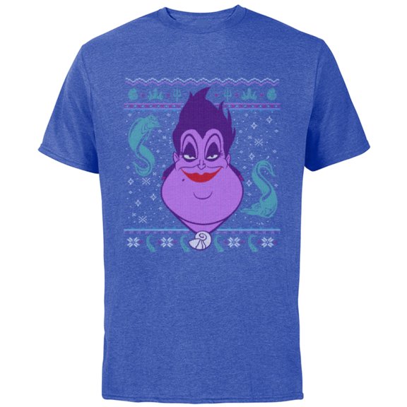 Disney Villains Ursula Ugly Christmas Sweater - Short Sleeve Cotton T-Shirt for Adults - Customized-Royal Heather