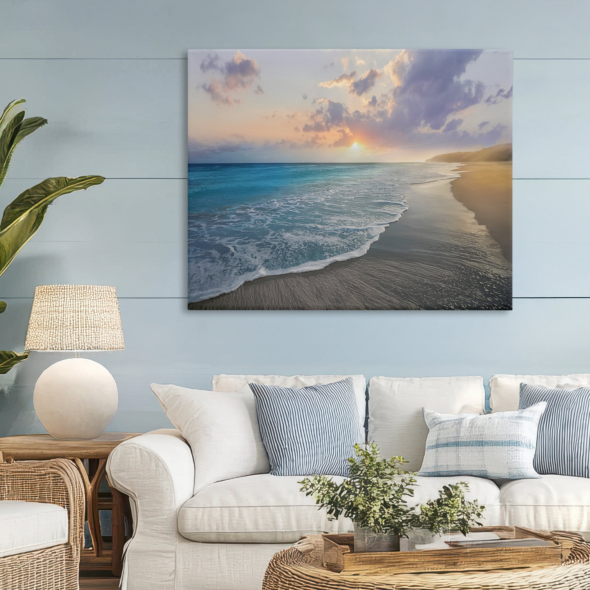 Stupell Industries Sunset over Tranquil Coast Canvas Wall Art, design by Mike Calascibetta