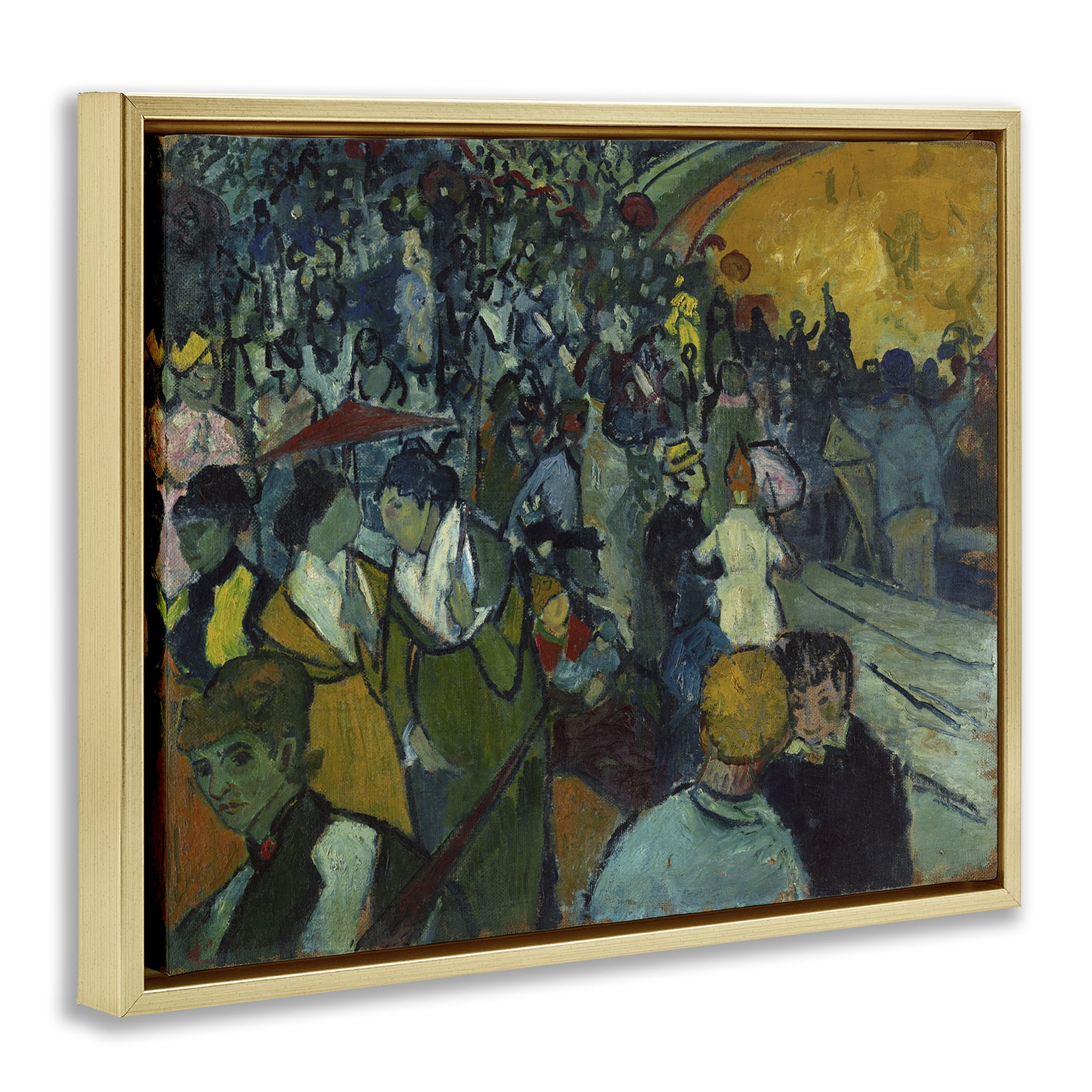 Stupell Industries Classical Van Gogh Arena People Painting Gold Floater Framed Canvas Art Print Wall Art, 21 x 17