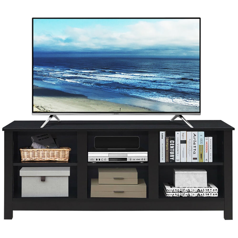 Finihen TV Stand, TV Cabinet, 60 Inch Entertainment TV Stand Cabinet, Media Entertainment Center with Storage, for Living Room, Bedroom, Black