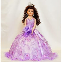 Porcelain Quinceañera Umbrella Doll in Lavender (Quince Años) Centerpiece & Decoration