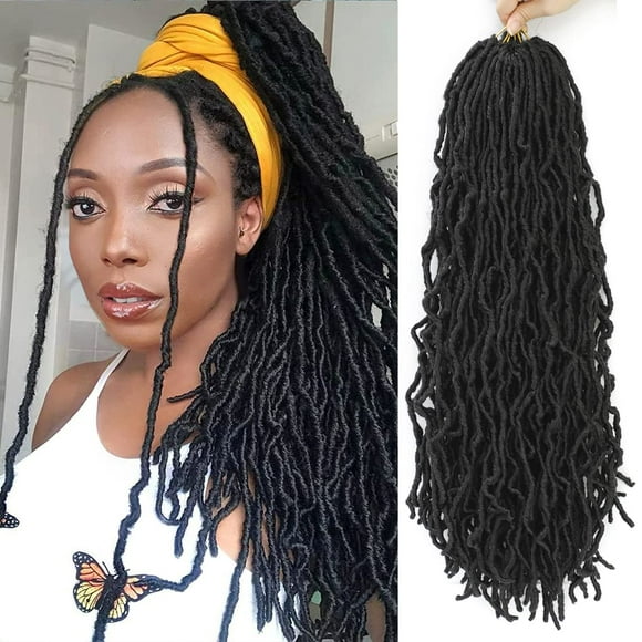 24 Inch Soft Locs Crochet Hair Pre Looped 6 Packs Faux Locs Crochet Braids Goddess Locs Dreadlocs Hair For Black Women (1B, 24 Inch (Pack of 6))
