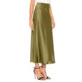 thumbnail image 4 of Women’s Satin Midi Skirt High Waist Side Slit Elegant Straight Fit Skirt Lightweight Silky Fabric Suitable for Daily Wear Light Green S, 4 of 6