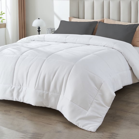 Hitime All Season Comforter Duvet Insert White Full Size Down Alternative Bedding (White, Full - 82" x 86")