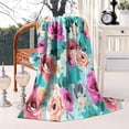 thumbnail image 2 of Pioneer Flower Floral Print Pattern Blanket,Comfortable Soft Lamb Wool Throw Blanket,All Season,Warm Lightweight Blankets for Sofa Bed Couch Living Room Chair,60"x80", 2 of 4