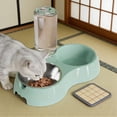 thumbnail image 4 of SHENGXINY Stainless Steel Cat Food Bowl and Water Bowl Set - 2 in 1 Automatic Gravity Water Dispenser, Integrated Food Water Bowl for Small Medium Dogs & Cats Green 11.81x4.72x10.24in, 4 of 6