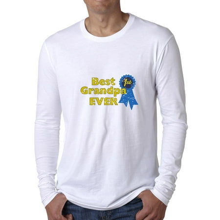 Best Grandpa Ever - First Place Ribbon Prize Men's Long Sleeve (Best Place For Plain T Shirts)