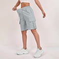 thumbnail image 4 of HKYNLAG Women's Bermuda Long Shorts with Pockets Elastic Waisted Knee Length Shorts for Women Walking Athletic Lounge Light Gray M, 4 of 6