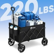 Sekey Heavy Duty Wagon with Big Wheels, Foldable Cart with 220LBS Capacity, Utility Lightweight Wagon, Collapsible Grocery Shopping Cart for Camping Sports & Holiday. Black