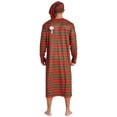 thumbnail image 3 of Hansber Men's Pajama Set 2Pcs Long Sleeve Striped Nightshirt with Sleeping Cap Nightwear Red&Green L, 3 of 6