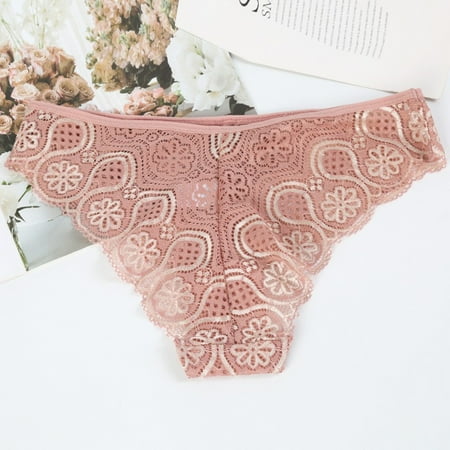 

PEASKJP Triangle Bikini Women Underwear Lace Low Waist Briefs foreign Trade Ribbon L Underwear Dark Gray M