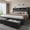 Black, variant on melmine Upholstered Bed Frame King Size with 2 Storage Drawers & Side Storage Pocket Bed Frame with Luxurious Faux Leather Upholstered Headboard,Noise-Free,Easy Assembly,Black