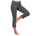 thumbnail image 4 of WAGUTH Women's Capri Flared Yoga Pants Fold Over High Waist Stretch Cropped Pants Bootcut Workout Slim Fit Casual Capris with Side Pockets,Dark Gray,S, 4 of 8