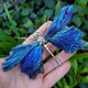 thumbnail image 2 of Natural Turmalina Negro Chapado en Cristal Electrochapado Azul Adornos de Plumas de Cristal Artesanía, 2 of 3