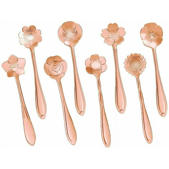 8 Pack Floral Stainless Steel Tableware Creative Flower Coffee Spoon Set