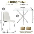 thumbnail image 3 of 36" Square Glass Dining Table Set, Modern Stainless Steel Cross-Leg Base with 4 Silver-White Velvet Upholstered Dining Chairs, for Dining Rooms, Cafes, Apartments, 3 of 8