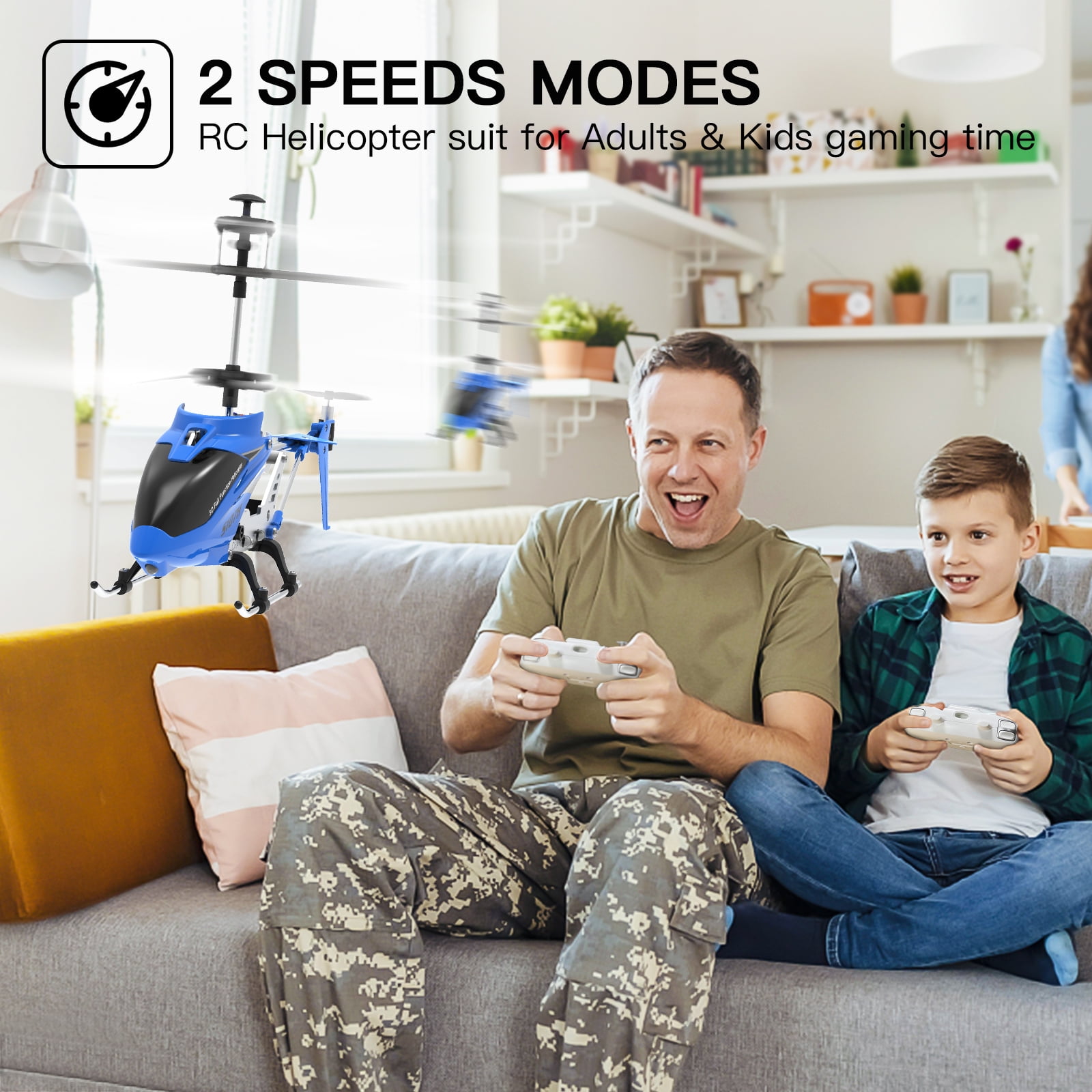 Yoneston Remote Control Helicopter, SYMA S107H Mini RC Helicopter with Altitude Hold, One Key Take Off/Landing and Gyro for Boys Gift, Blue
