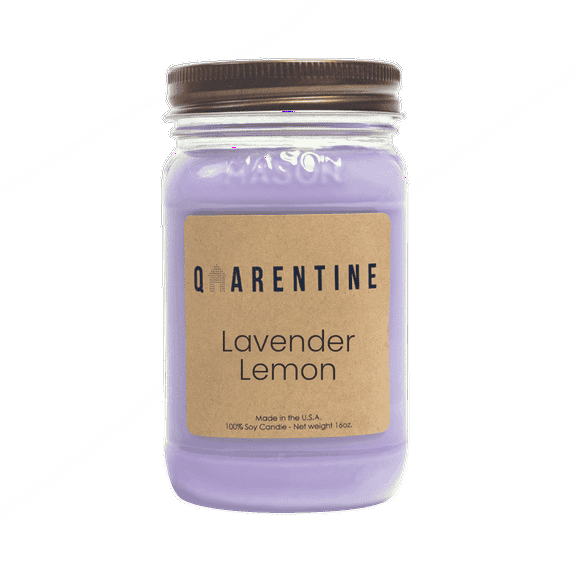Natural Organic Lavender & Lemon Soy Wax Candle 16oz, Floral Citrus Scent, Aromatherapy & Massage Oil - Quarentine Essentials by Carla Miles