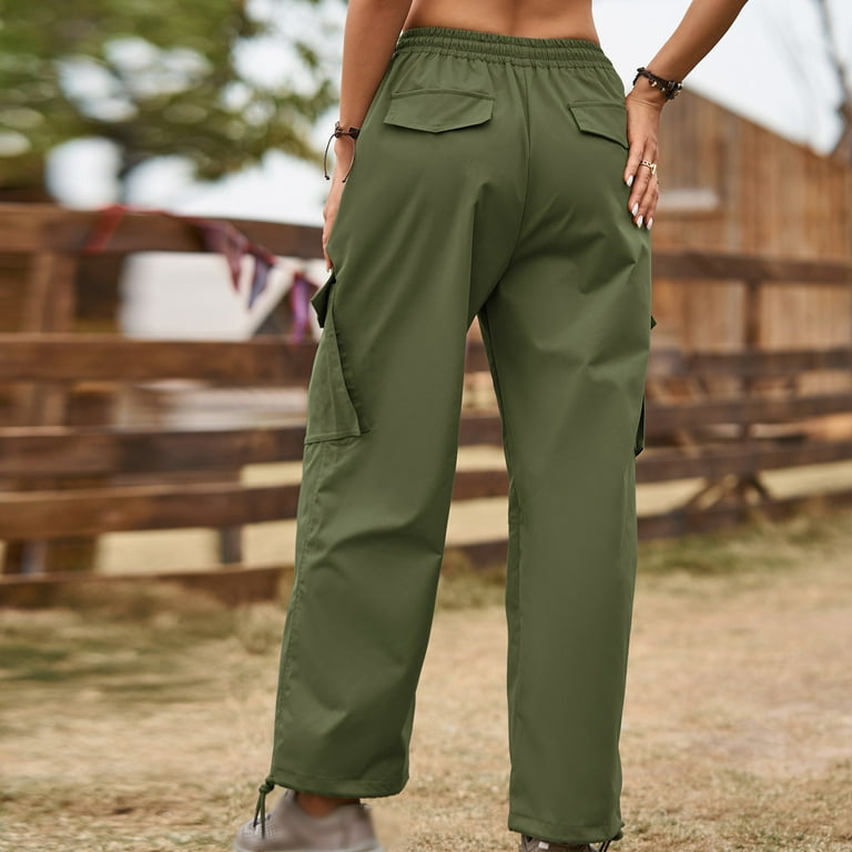 Dianli New Women's Parachute Pants Adjustable Baggy Cargo Pants