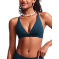 thumbnail image 1 of Top de Bikini CRZ YOGA Escote Profundo en V con Tirantes Cruzados Azul S, 1 of 5