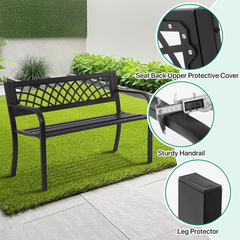 Dkeli Garden Bench with Armrests, Cast Iron, Black photo 4