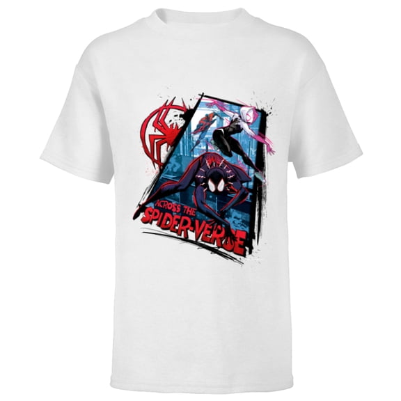 Marvel Spider-Man: Across the Spider-Verse Miles Gwen Miguel - Short Sleeve T-Shirt for Kids - Customized-White