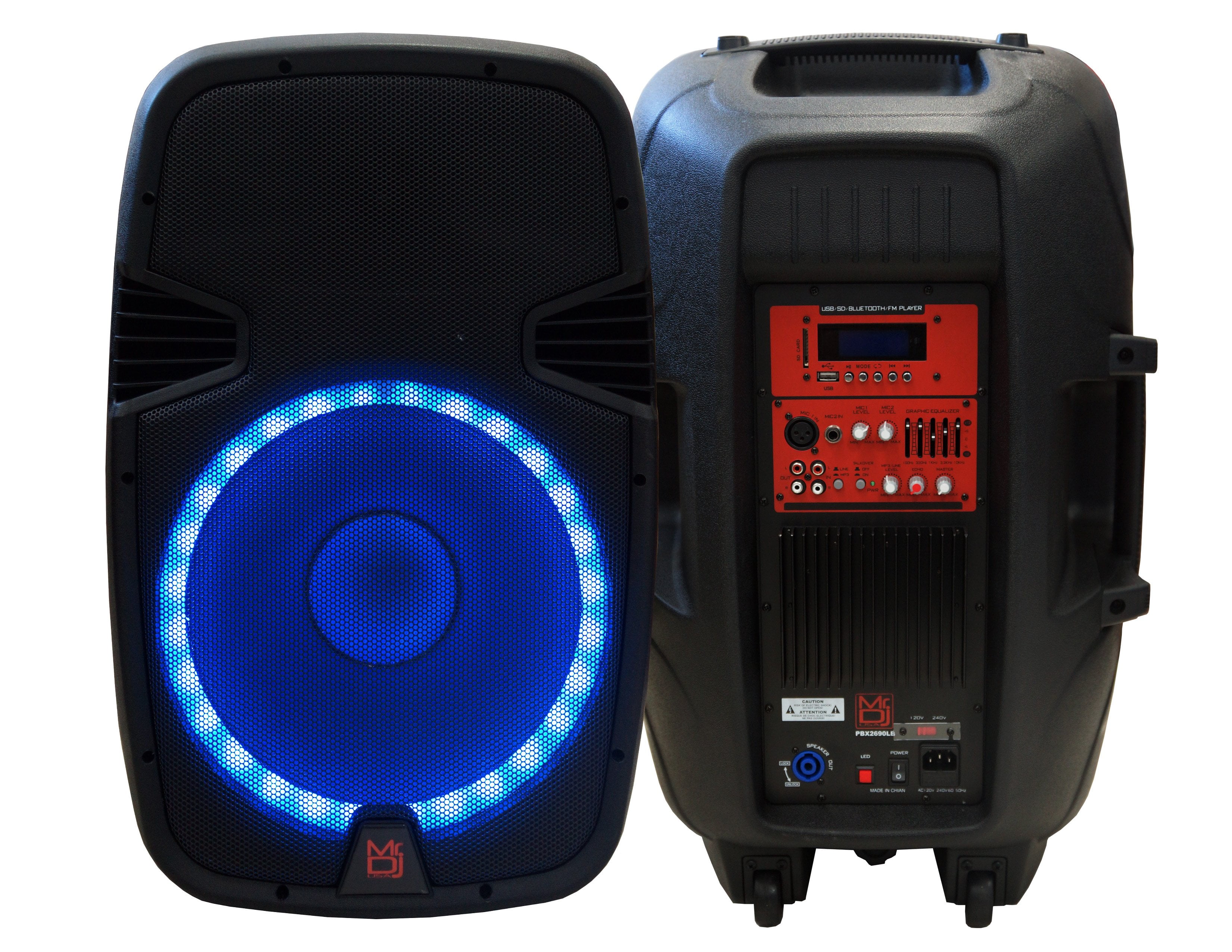 Raffinaderi Manifold Loaded PBX2690LB 15" 2-way PA DJ Active Speaker with LED Accent Lighting, Built-in  Bluetooth 3500 Watts P.M.P.O - Walmart.com