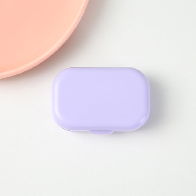 Women Contact Lens Case Cute Odorless Portable Protective Contact Lenses Storage Box Container For TravelPurple No Pattern