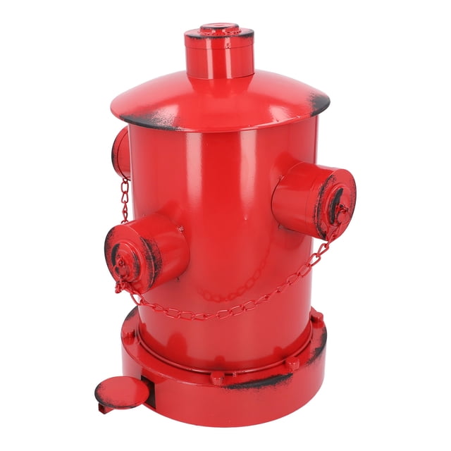 Basurero Vintage Pequeño, 12.6x12x15.75in Hidrante de Bomberos Forma Retro Estilo Industrial Basurero de Metal Cubo de Basura de Interior Y Exterior Para Mascotas con Cubo y Tapa