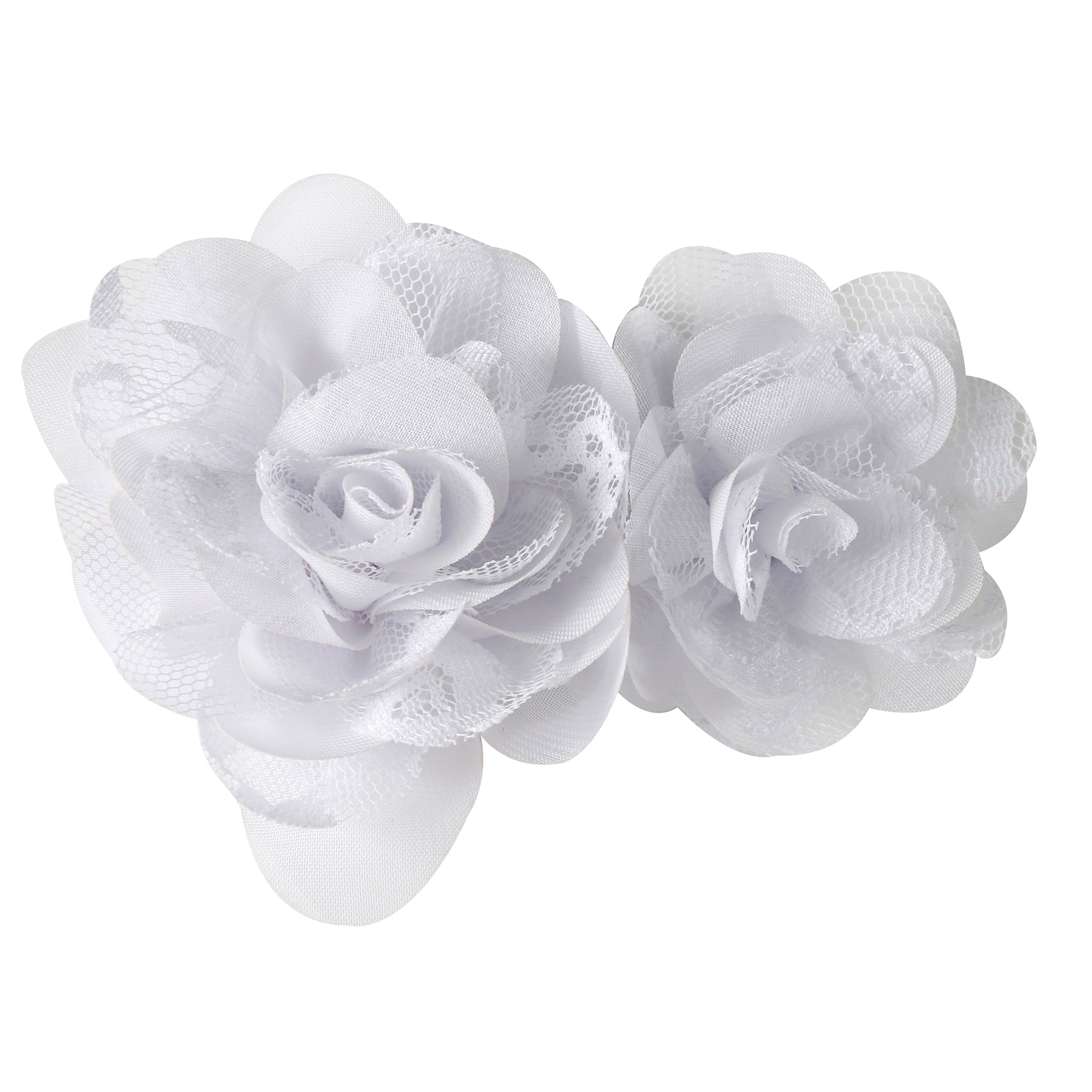White Cream ROSETTE Chiffon LACE TRIM Appliques DIY Crafts 1y 16 Large Flowers 