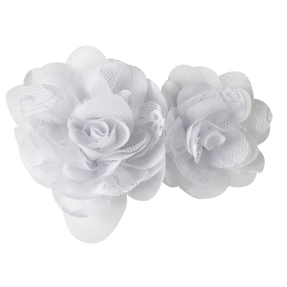 Offray White 4 1/2" Handmade Chiffon Flower with Lace Applique, 1 Each