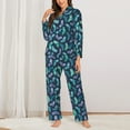 thumbnail image 2 of Rateoe Green Christmas Print Socks Pattern Womens Pajamas Set Long Sleeve Sleepwear Button Down Nightwear Soft Cotton Pj Lounge Sets-Medium, 2 of 7