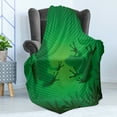 thumbnail image 4 of Animal Soft Flannel Fleece Throw Blanket, Frog Shadow Silhouette on the Banana Tree Leaf in Tropical Lands Jungle Games Graphic, Cozy Plush for Indoor and Outdoor Use, 60" x 80", Green, by Ambesonne, 4 of 5