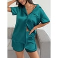 thumbnail image 3 of Ekouaer Women's Satin Pajamas Set 6 piece Silky Sleepwear Buttton Down Short Sleeves Top and Shorts Pj Set, 3 of 6